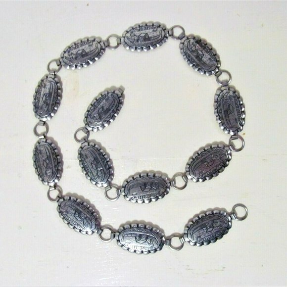 Concho Belt with Italian Gondola Boat Theme Stamped on Links - Picture 1 of 9